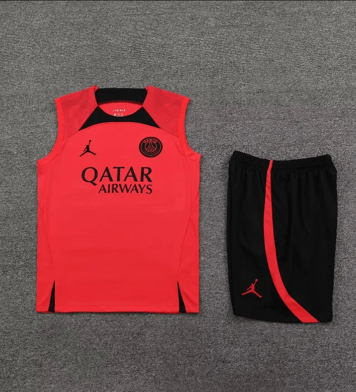 Conjunto rosa sin mangas de entrenamiento prepartido del PSG Paris Saint-Germain 2023/2024