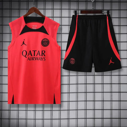 Conjunto rosa sin mangas de entrenamiento prepartido del PSG Paris Saint-Germain 2023/2024