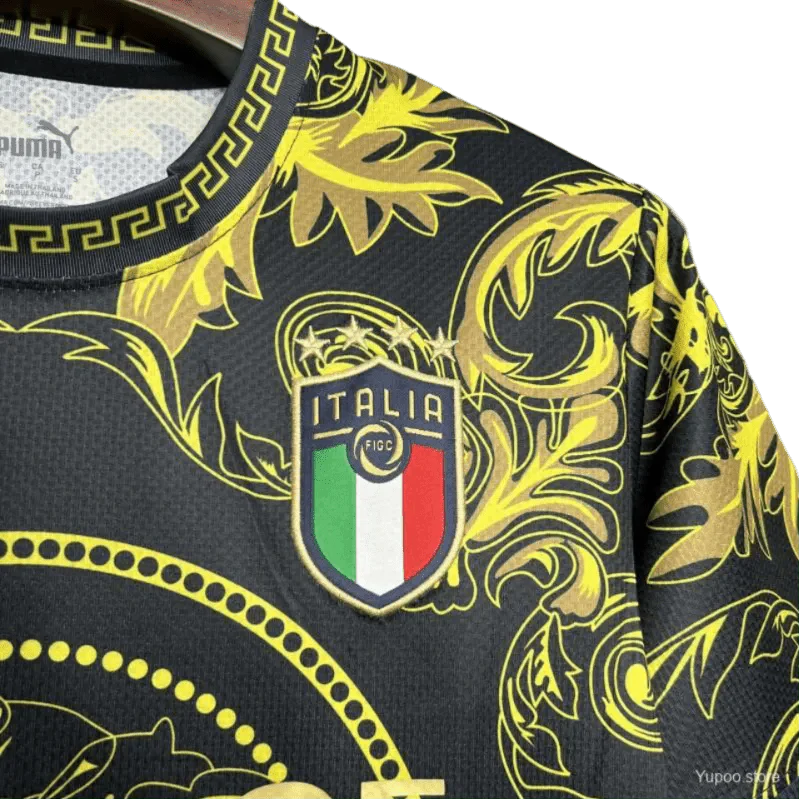 Edición especial Italia x Versace 2024/2025 Kit negro dorado - Versión para aficionados 