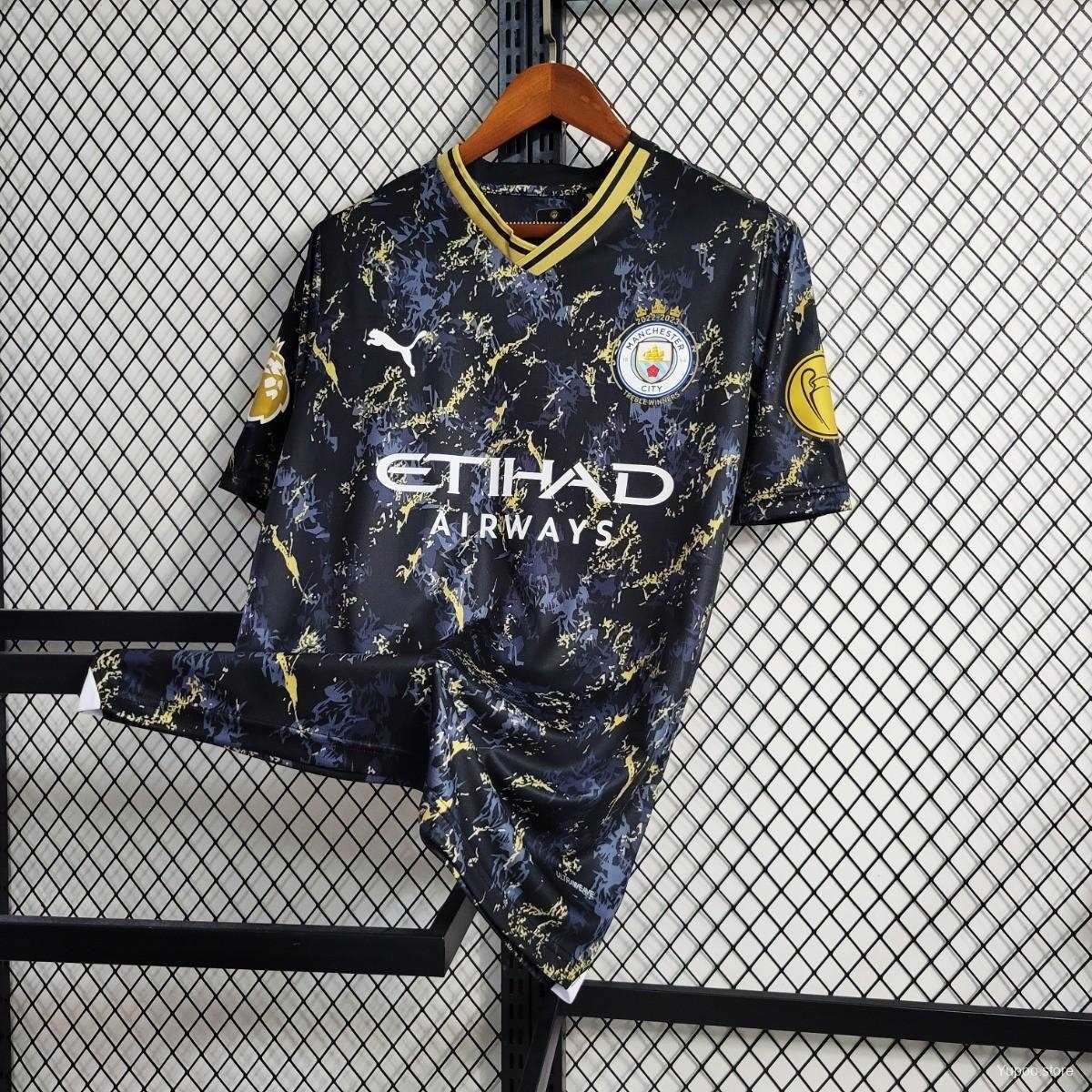 23/24 Manchester City Black Gold Special Edition kit - Fan version