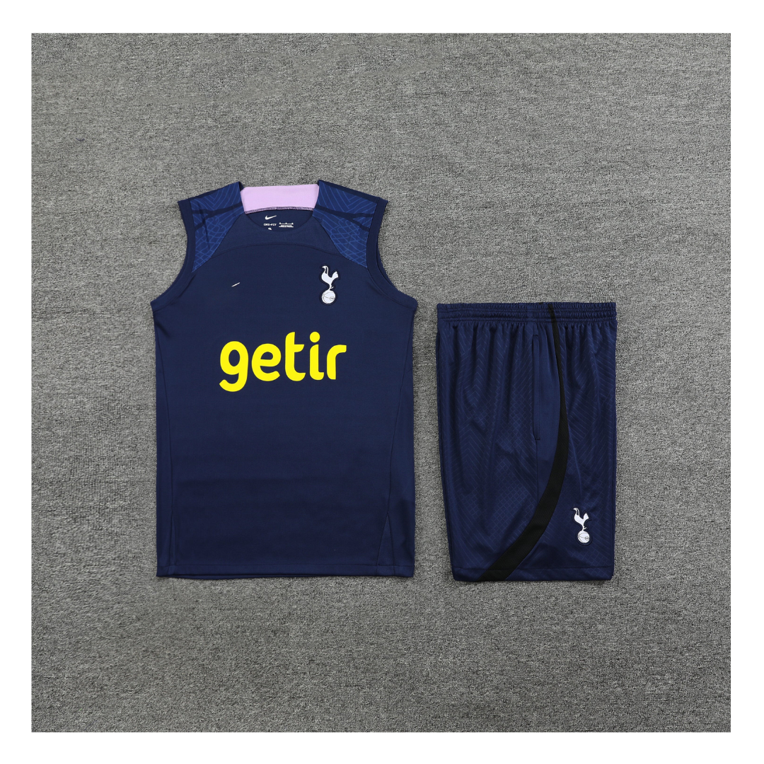 Conjunto de verano sin mangas azul Tottenham 2024/2025 - Camiseta y pantalón corto de entrenamiento para hombre