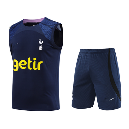 Conjunto de verano sin mangas azul Tottenham 2024/2025 - Camiseta y pantalón corto de entrenamiento para hombre